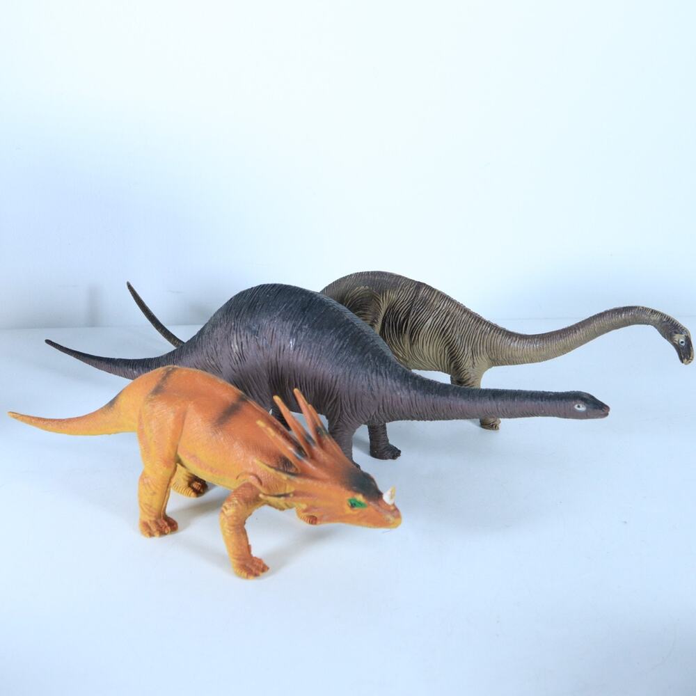 Vintage Imperial 1985 Styracosaurus Larami Diplodocus Apatosaurus Dinosaur Lot